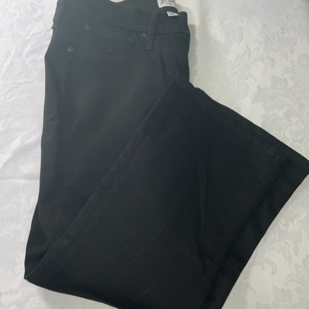 J.Crew Billie Black Demi Boot Cut Crop Jeans Women Size 31 Petite